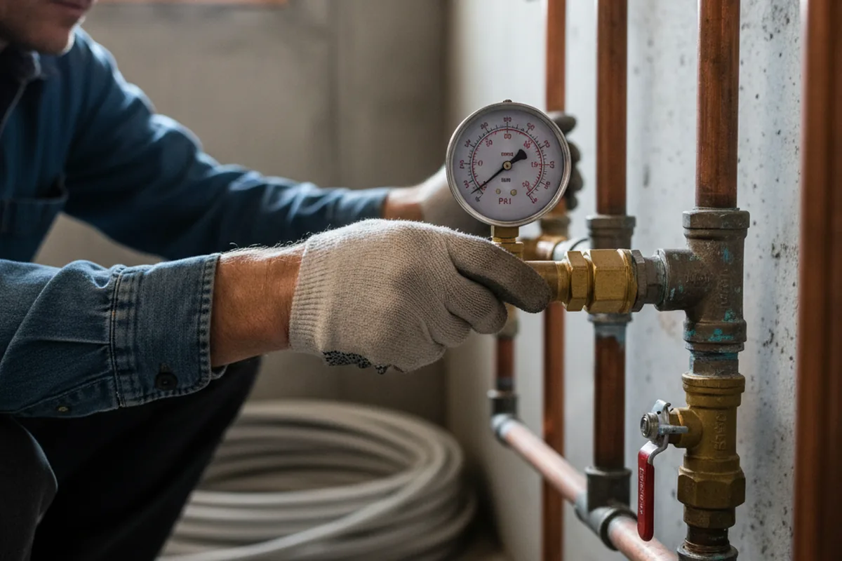 Pressure testing a repaired line during Water Line Repair in Nesmith